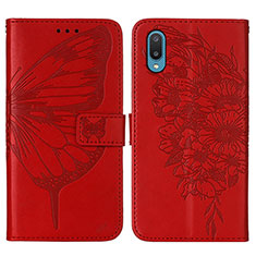 Leather Case Stands Butterfly Flip Cover Holder Y01B for Samsung Galaxy A02 Red
