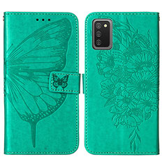 Leather Case Stands Butterfly Flip Cover Holder Y01B for Samsung Galaxy A02s Green