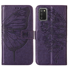 Leather Case Stands Butterfly Flip Cover Holder Y01B for Samsung Galaxy A02s Purple