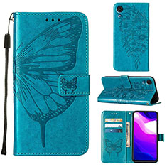 Leather Case Stands Butterfly Flip Cover Holder Y01B for Samsung Galaxy A03 Core Blue