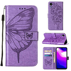 Leather Case Stands Butterfly Flip Cover Holder Y01B for Samsung Galaxy A03 Core Clove Purple