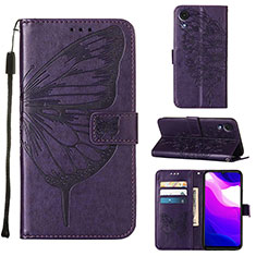 Leather Case Stands Butterfly Flip Cover Holder Y01B for Samsung Galaxy A03 Core Purple