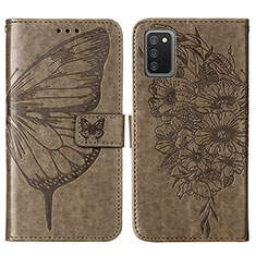 Leather Case Stands Butterfly Flip Cover Holder Y01B for Samsung Galaxy A03s Gray