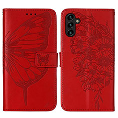 Leather Case Stands Butterfly Flip Cover Holder Y01B for Samsung Galaxy A04s Red