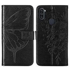 Leather Case Stands Butterfly Flip Cover Holder Y01B for Samsung Galaxy A11 Black