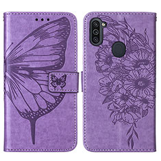 Leather Case Stands Butterfly Flip Cover Holder Y01B for Samsung Galaxy A11 Clove Purple