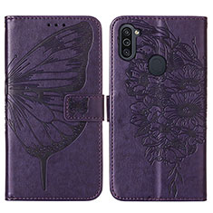 Leather Case Stands Butterfly Flip Cover Holder Y01B for Samsung Galaxy A11 Purple