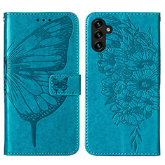 Leather Case Stands Butterfly Flip Cover Holder Y01B for Samsung Galaxy A13 5G Blue