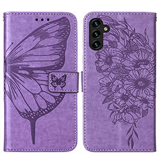 Leather Case Stands Butterfly Flip Cover Holder Y01B for Samsung Galaxy A13 5G Clove Purple