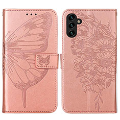 Leather Case Stands Butterfly Flip Cover Holder Y01B for Samsung Galaxy A13 5G Rose Gold