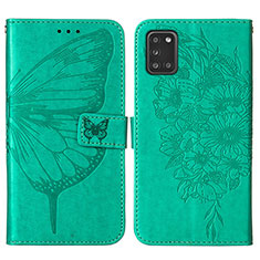 Leather Case Stands Butterfly Flip Cover Holder Y01B for Samsung Galaxy A21s Green