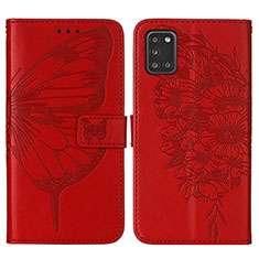 Leather Case Stands Butterfly Flip Cover Holder Y01B for Samsung Galaxy A21s Red