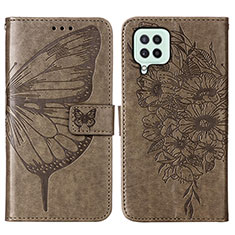 Leather Case Stands Butterfly Flip Cover Holder Y01B for Samsung Galaxy A22 4G Gray