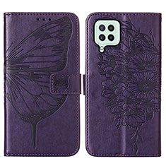 Leather Case Stands Butterfly Flip Cover Holder Y01B for Samsung Galaxy A22 4G Purple