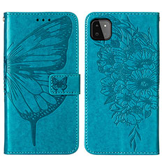 Leather Case Stands Butterfly Flip Cover Holder Y01B for Samsung Galaxy A22 5G Blue