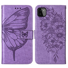 Leather Case Stands Butterfly Flip Cover Holder Y01B for Samsung Galaxy A22s 5G Clove Purple
