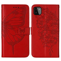 Leather Case Stands Butterfly Flip Cover Holder Y01B for Samsung Galaxy A22s 5G Red