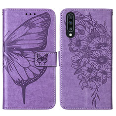 Leather Case Stands Butterfly Flip Cover Holder Y01B for Samsung Galaxy A30S Clove Purple