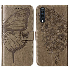 Leather Case Stands Butterfly Flip Cover Holder Y01B for Samsung Galaxy A30S Gray