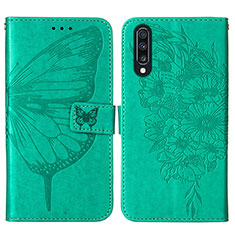 Leather Case Stands Butterfly Flip Cover Holder Y01B for Samsung Galaxy A30S Green