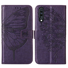 Leather Case Stands Butterfly Flip Cover Holder Y01B for Samsung Galaxy A30S Purple