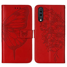 Leather Case Stands Butterfly Flip Cover Holder Y01B for Samsung Galaxy A30S Red