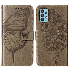 Leather Case Stands Butterfly Flip Cover Holder Y01B for Samsung Galaxy A32 4G Gray