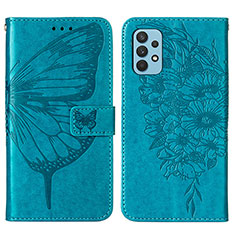 Leather Case Stands Butterfly Flip Cover Holder Y01B for Samsung Galaxy A32 5G Blue