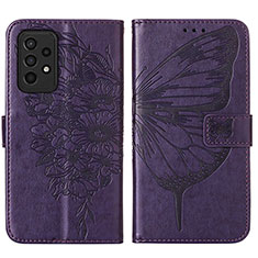 Leather Case Stands Butterfly Flip Cover Holder Y01B for Samsung Galaxy A33 5G Purple