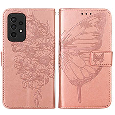 Leather Case Stands Butterfly Flip Cover Holder Y01B for Samsung Galaxy A33 5G Rose Gold