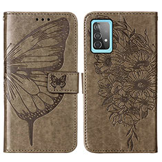 Leather Case Stands Butterfly Flip Cover Holder Y01B for Samsung Galaxy A52s 5G Gray