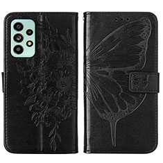 Leather Case Stands Butterfly Flip Cover Holder Y01B for Samsung Galaxy A53 5G Black