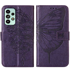 Leather Case Stands Butterfly Flip Cover Holder Y01B for Samsung Galaxy A53 5G Purple