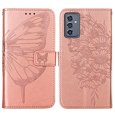 Leather Case Stands Butterfly Flip Cover Holder Y01B for Samsung Galaxy A54 5G Rose Gold