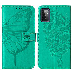 Leather Case Stands Butterfly Flip Cover Holder Y01B for Samsung Galaxy A72 4G Green