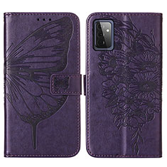 Leather Case Stands Butterfly Flip Cover Holder Y01B for Samsung Galaxy A72 4G Purple
