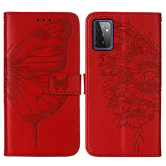 Leather Case Stands Butterfly Flip Cover Holder Y01B for Samsung Galaxy A72 4G Red