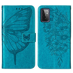 Leather Case Stands Butterfly Flip Cover Holder Y01B for Samsung Galaxy A72 5G Blue