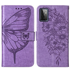 Leather Case Stands Butterfly Flip Cover Holder Y01B for Samsung Galaxy A72 5G Clove Purple