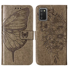 Leather Case Stands Butterfly Flip Cover Holder Y01B for Samsung Galaxy F02S SM-E025F Gray