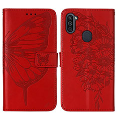 Leather Case Stands Butterfly Flip Cover Holder Y01B for Samsung Galaxy M11 Red