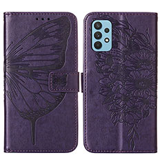 Leather Case Stands Butterfly Flip Cover Holder Y01B for Samsung Galaxy M32 5G Purple