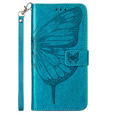 Leather Case Stands Butterfly Flip Cover Holder Y01B for Samsung Galaxy M33 5G Blue