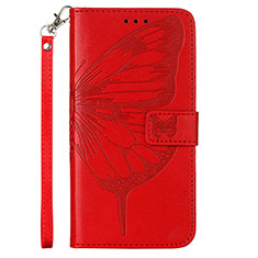 Leather Case Stands Butterfly Flip Cover Holder Y01B for Samsung Galaxy M33 5G Red