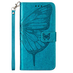 Leather Case Stands Butterfly Flip Cover Holder Y01B for Samsung Galaxy M53 5G Blue