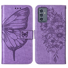 Leather Case Stands Butterfly Flip Cover Holder Y01B for Samsung Galaxy M54 5G Clove Purple