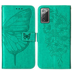 Leather Case Stands Butterfly Flip Cover Holder Y01B for Samsung Galaxy Note 20 5G Green