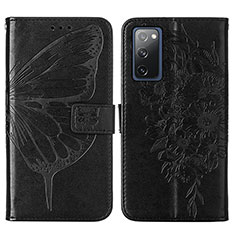 Leather Case Stands Butterfly Flip Cover Holder Y01B for Samsung Galaxy S20 FE (2022) 5G Black