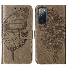 Leather Case Stands Butterfly Flip Cover Holder Y01B for Samsung Galaxy S20 FE 4G Gray