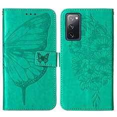 Leather Case Stands Butterfly Flip Cover Holder Y01B for Samsung Galaxy S20 FE 4G Green